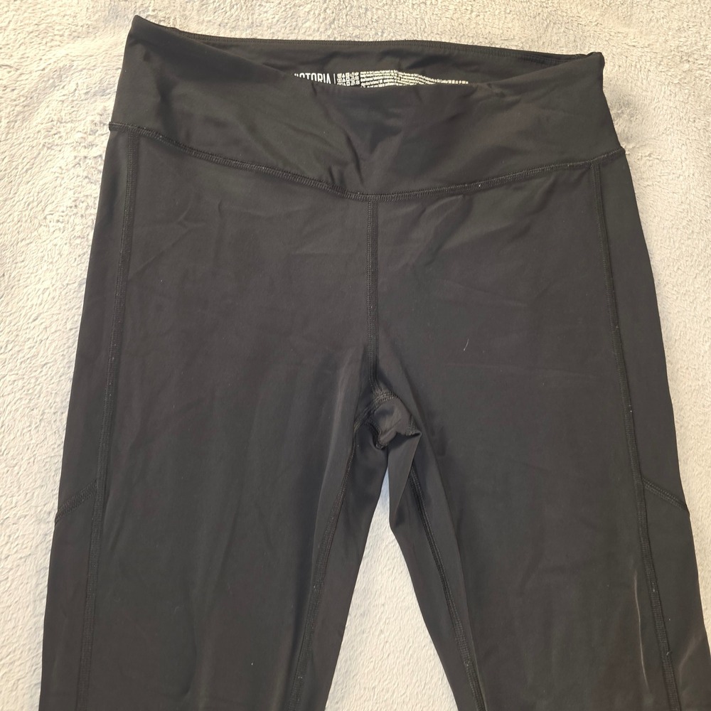 Victoria Sport Womens Black Activewear Leggings Zipper Ankle Size Medium